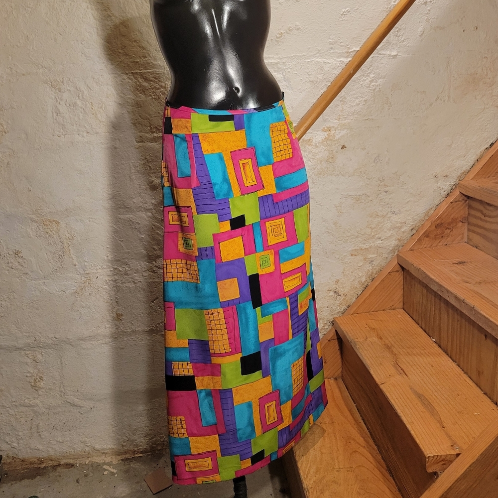 Vintage Zeeba New York Multicolor A line  Maxi Skirt Women's M